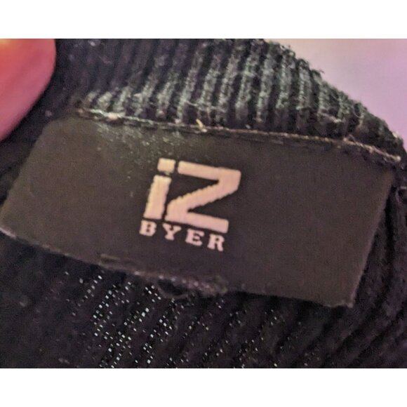 IZ Byer Black Knit Top With Vibrant Stripe Accents - Picture 3 of 3